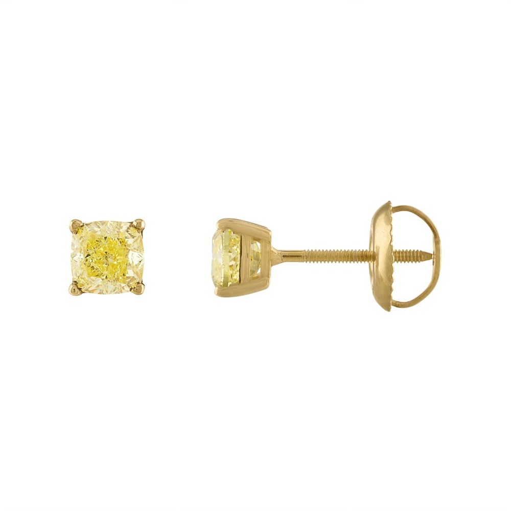 1 Ct Yellow Diamond Studs